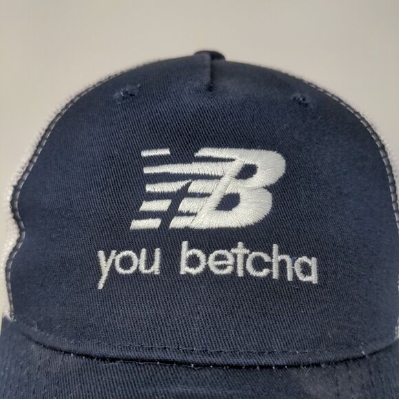 You Betcha Mens Snapback Mesh Back Hat Blue White Adjustable Embroidered Logo - Picture 4 of 12